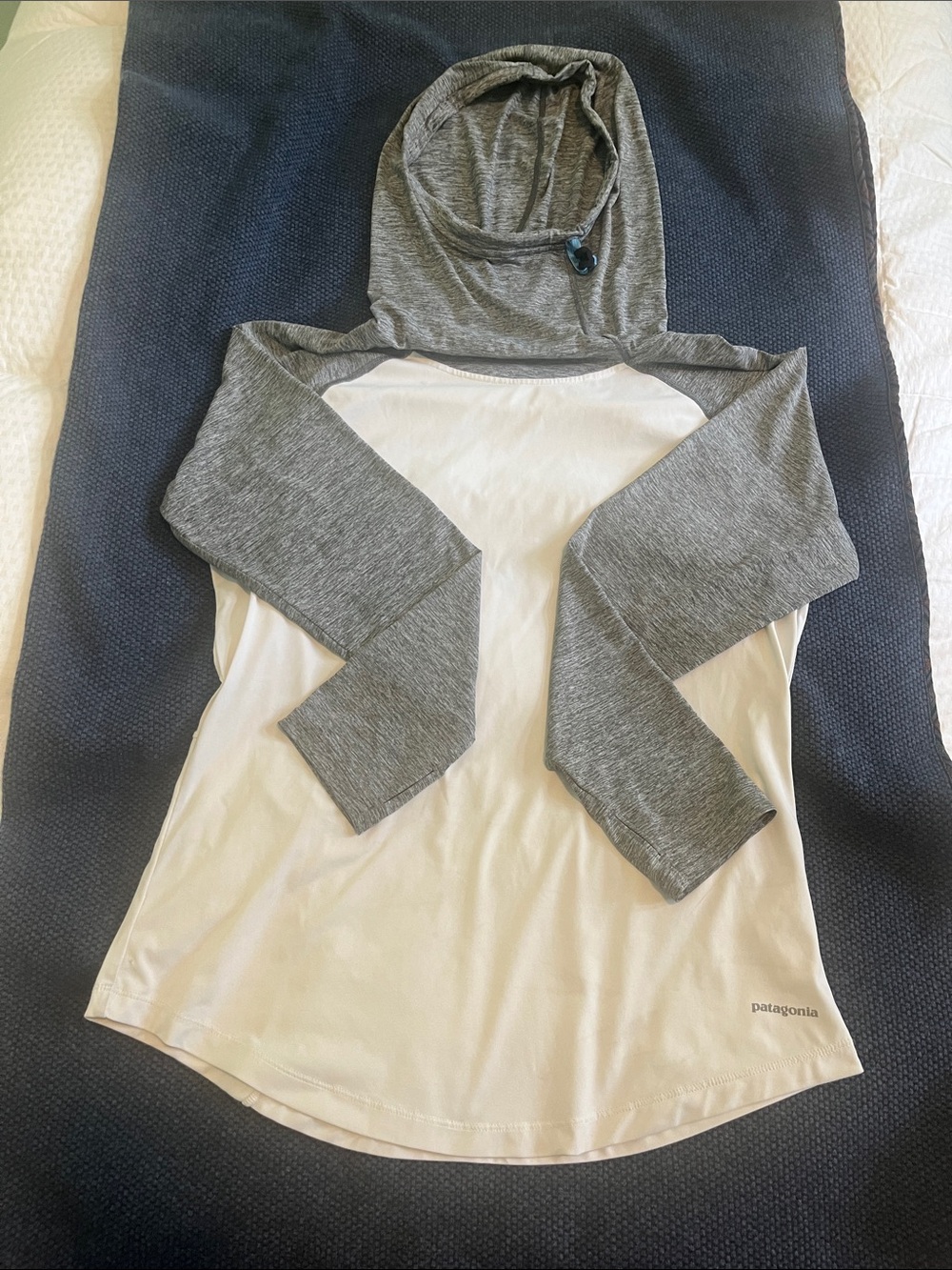 Patagonia Two-Tone Hooded Raglan Top - Gray & White